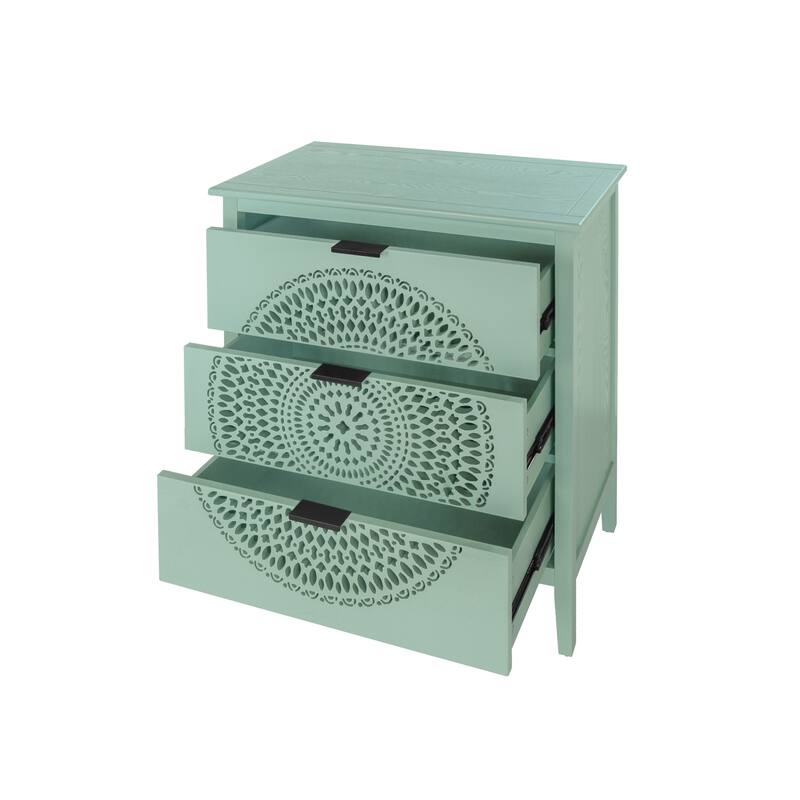 3-Drawer Storage Cabinet with Pine Legs & Metal Handles for Entryway or Bedroom Organization