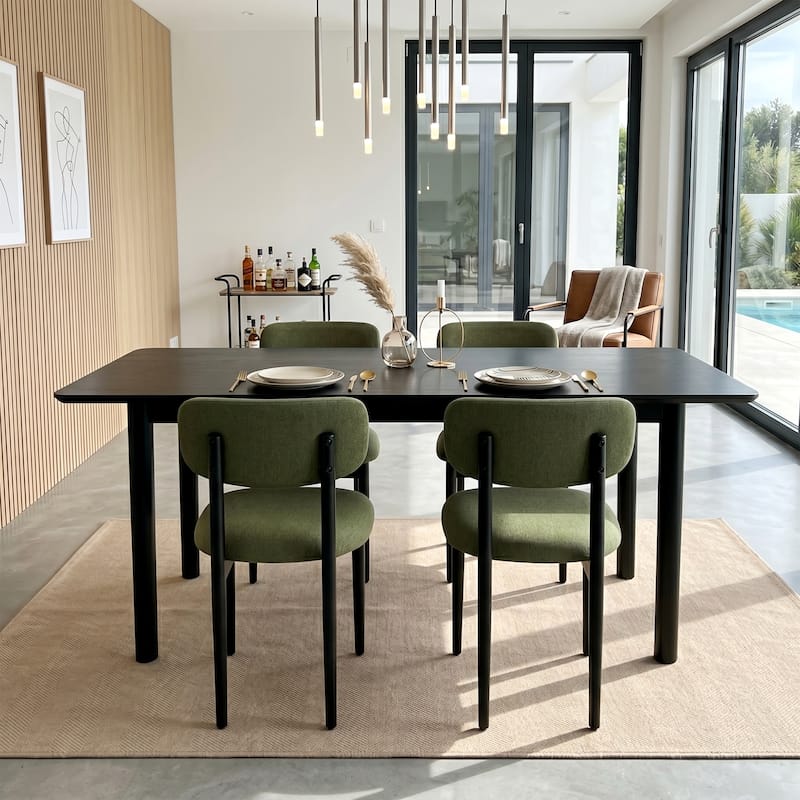 Modern Upholstered Dining Chair with Solid Wood Legs Side Chair for Kitchen Dining Room Living Room (Set of 2)