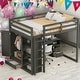 preview thumbnail 18 of 32, Full Size Loft Bed with Built-in Wardrobe, Desk, Storage Shelves and Drawers Gray