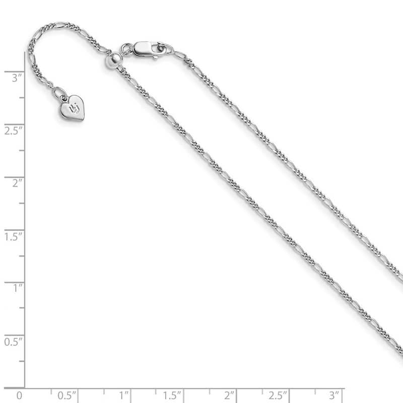 Curata 925 Sterling Silver Adjustable 1.55mm Figaro Chain Necklace