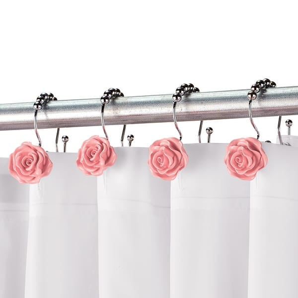 Rose Bathroom Shower Curtain Hooks Set of 12 Pink Bed Bath