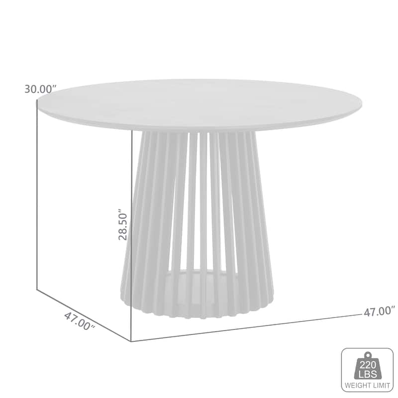 Pasadena 47 inch Solid Wood Round Dining Table with Slatted Pedestal Base