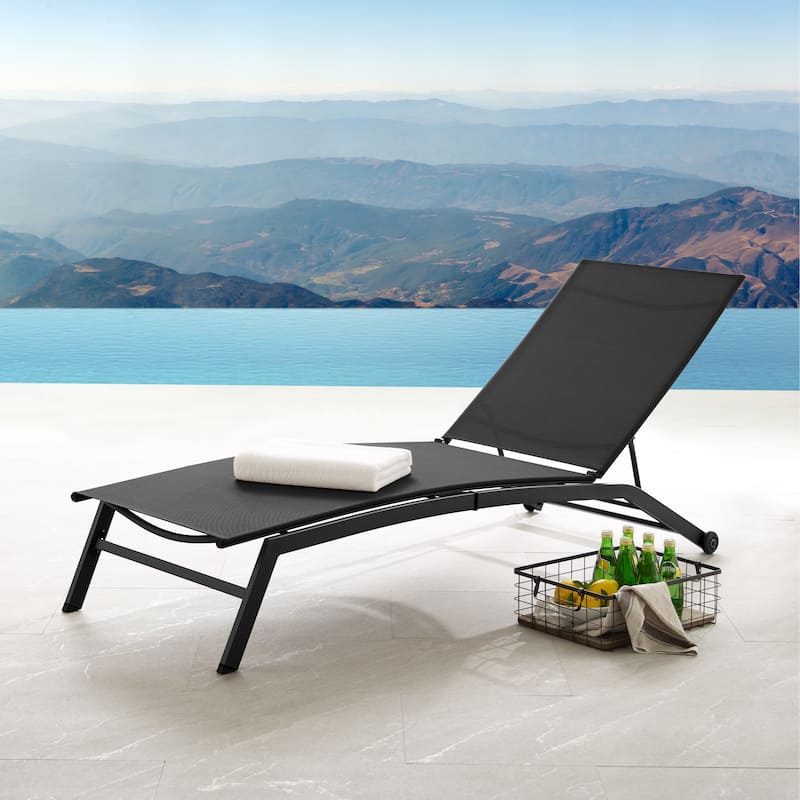 Corvus Antonio Outdoor Contemporary Sling-Fabric Adjustable Chaise Lounge