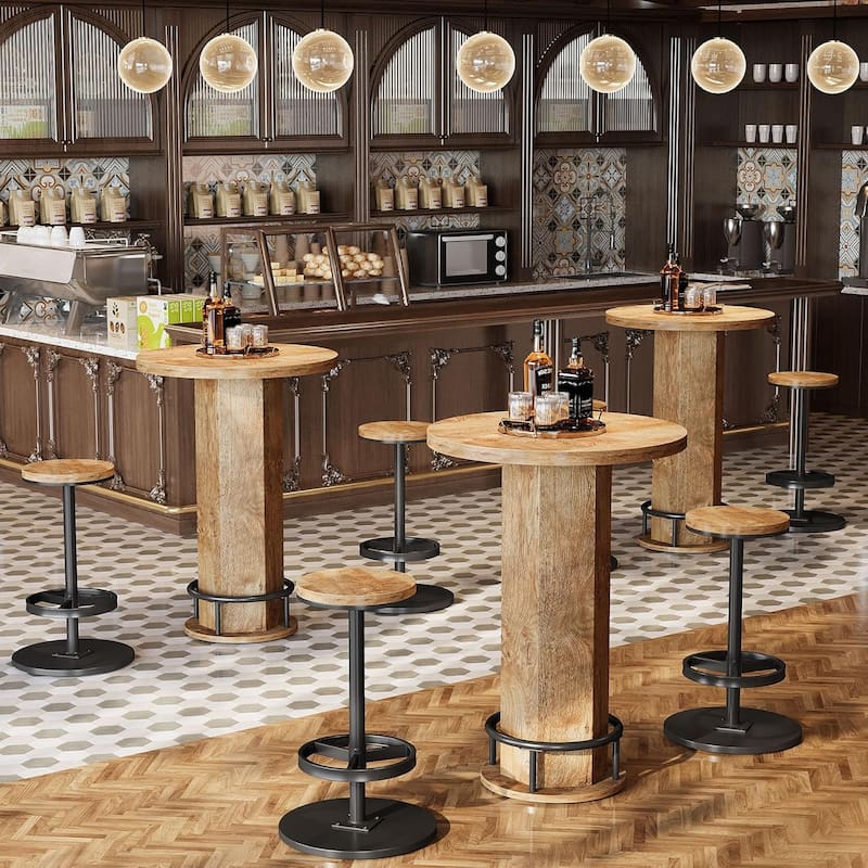 3-Piece Dining Table Set, Small Round Kitchen Table with 2 Chairs for Small Space, Apartment, Bistro