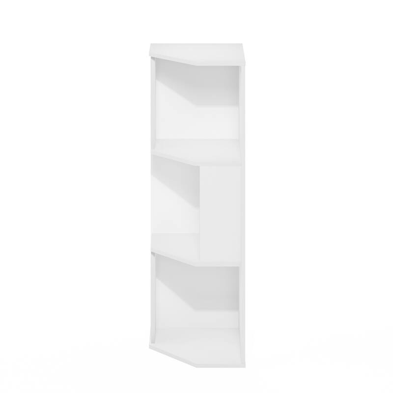 36.6 in. Tall White Wood 3-Shelf Bookcase