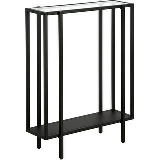 22'' Wide Rectangular Console Table with Metal Shelf in Blackened ...