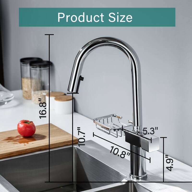 Modern Single Hole Stainless Steel High Arc Pull-Down Kitchen Faucet
