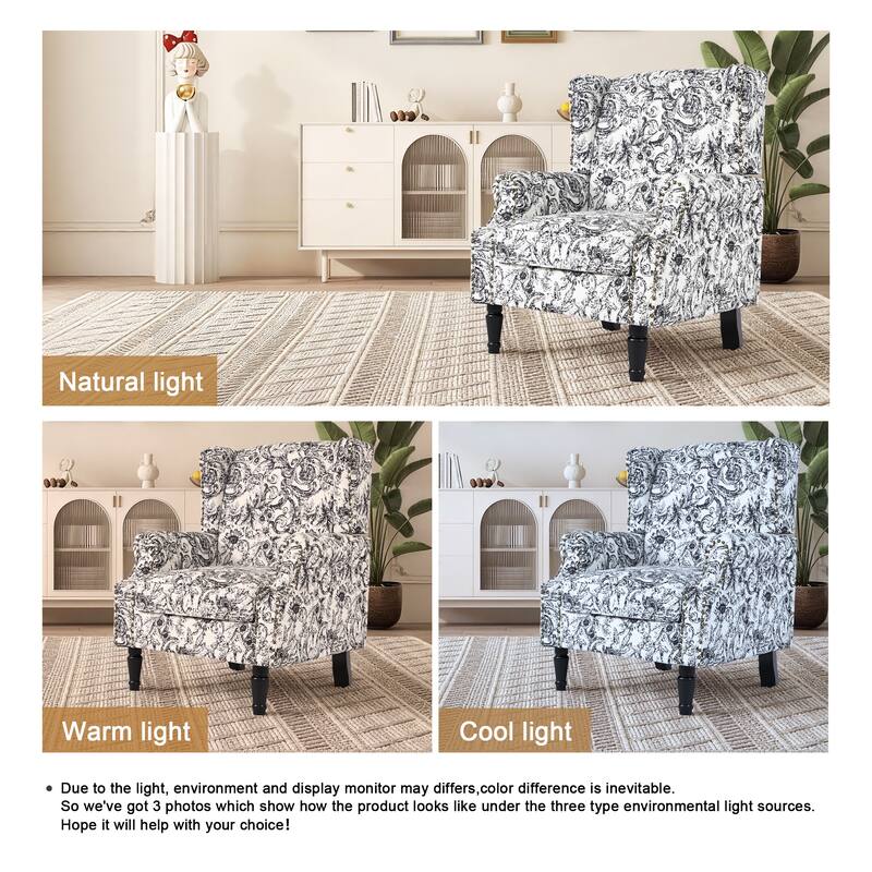 Wingback Accent Chair Nailhead Trim Living Room Reading Chair