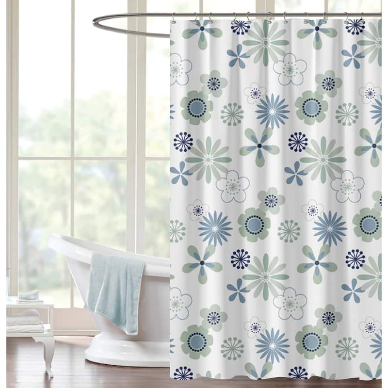 Novelty Peva 13-piece Shower Curtain with Hooks No liner needed - Disk