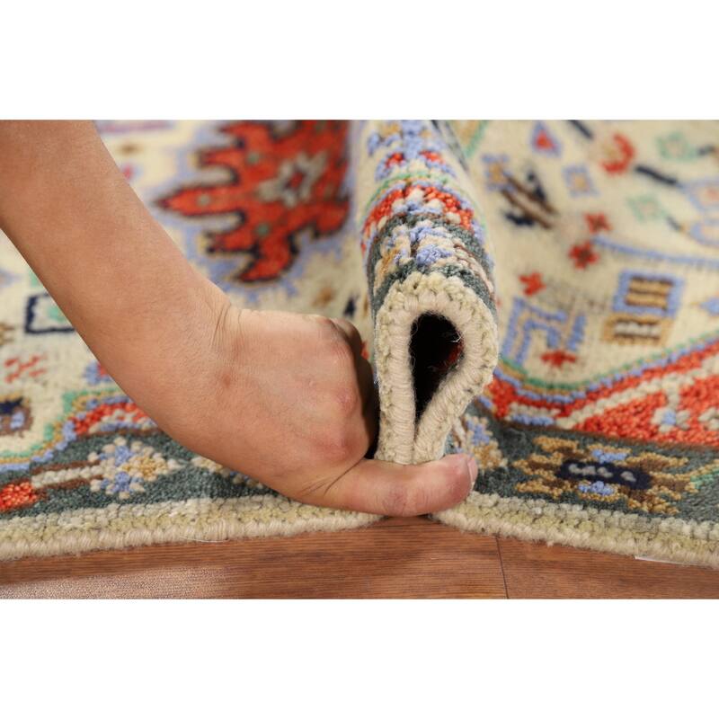 Geometric Kazak Indian Accent Rug Handmade Wool Carpet - 2'0" x 3'0"