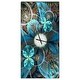 preview thumbnail 2 of 13, Designart 'Fractal Blue Flowers' Oversized Modern Wall CLock