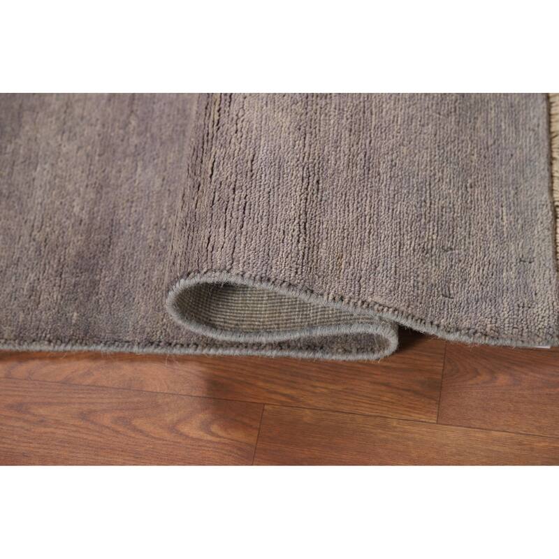 Gabbeh Modern Foyer Rug Handmade Grey Solid Wool Carpet - 2'10"x 3'11"