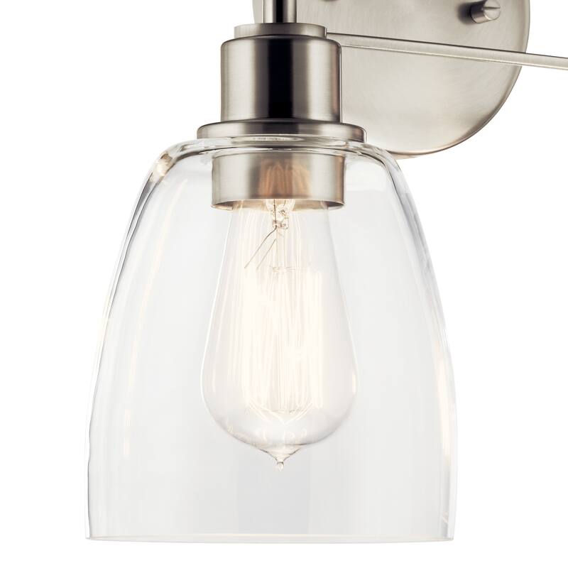 Kichler Lighting Meller 15.25 in. 2-Light Brushed Nickel Vanity Light with Clear Glass