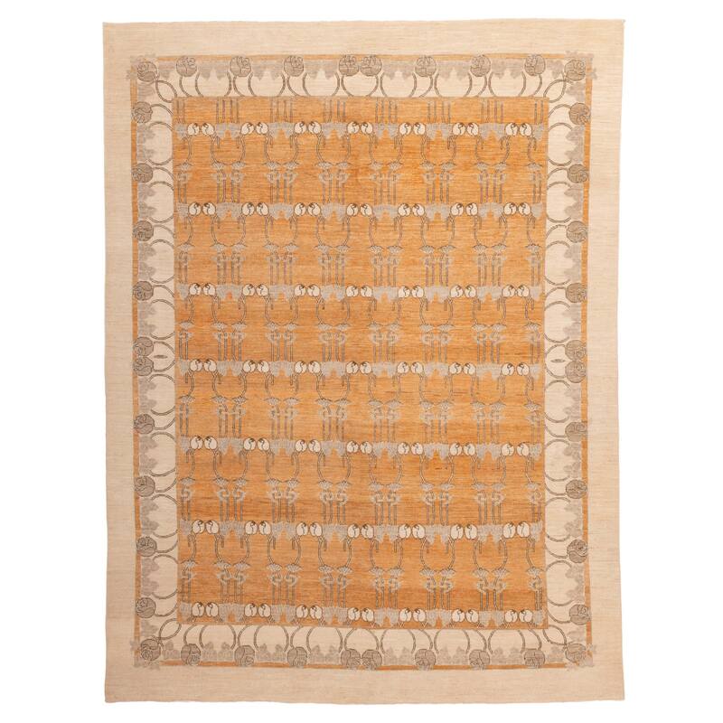 ECARPETGALLERY Hand-knotted Peshawar Ziegler Burnt Orange Wool Rug - 8'10 x 11'2