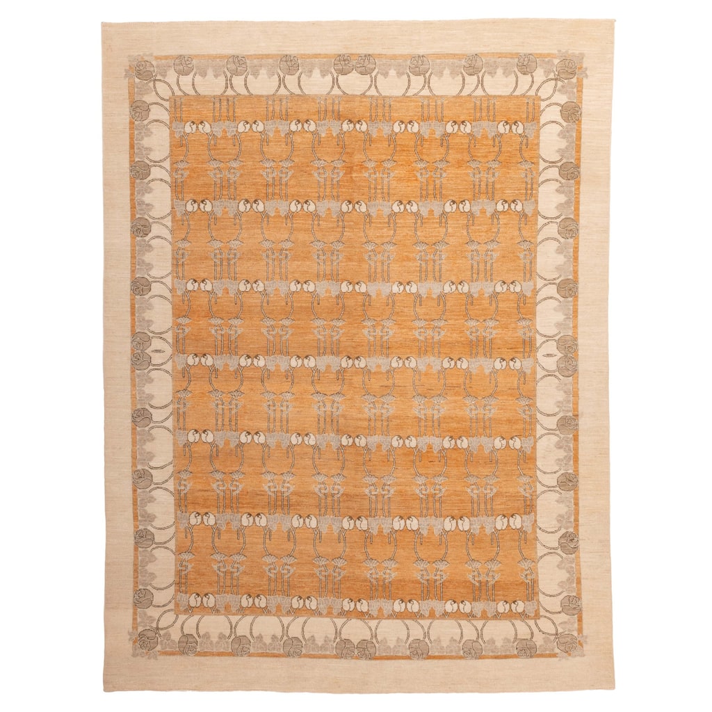 ECARPETGALLERY Hand-knotted Peshawar Ziegler Burnt Orange Wool Rug - 8'10 x 11'2