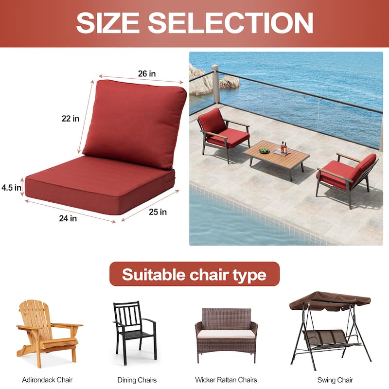 Pellebant Outdoor Seat Cushion Set Patio Furniture Cushions with Removable Cover