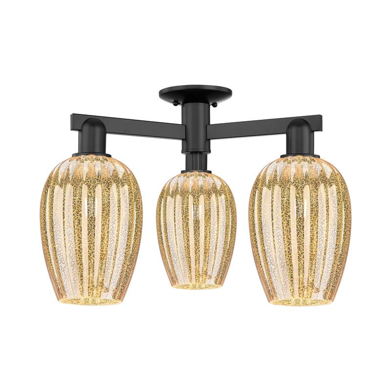 Innovations Lighting Downtown Urban - Preston - 3 Light 24" Flute Shade Semi-Flush Mount