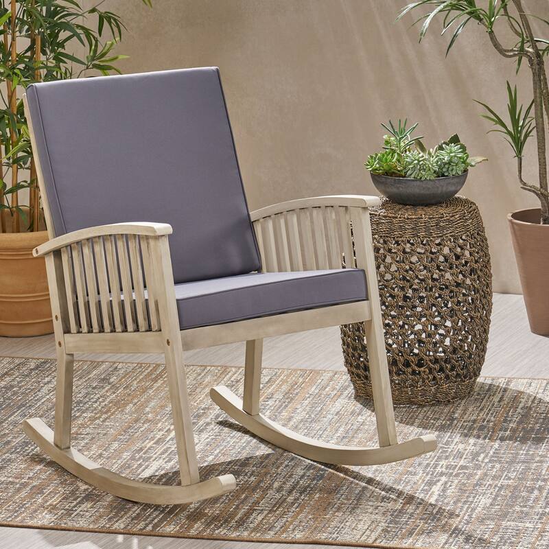 CASA ACACIA ROCKING CHAIR with Durable Wooden Frame, Perfect for Indoor and Outdoor
