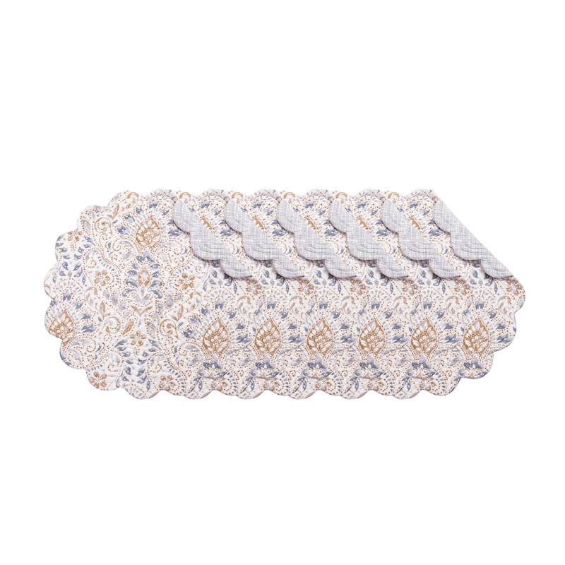 Selma Round Quilted Placemat Set 6