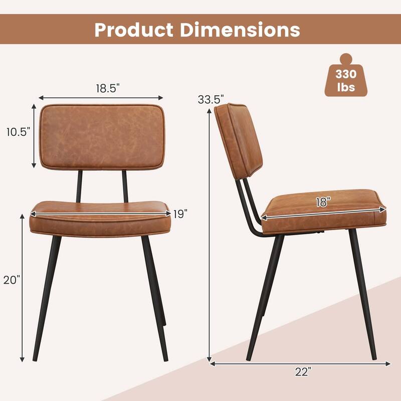 Gymax Dining Chairs Set of 4 w/ PU Leather Cover Filled Sponge