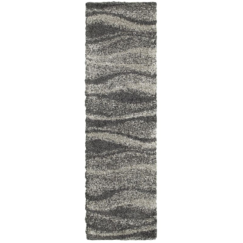 Style Haven Harrison Shadow Waves Shag Rug - 2'3" x 7'6" Runner - Runner/Rectangle
