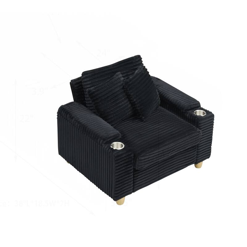 Comfortable Corduroy Sofa with Multiple Pillows and Storage Options
