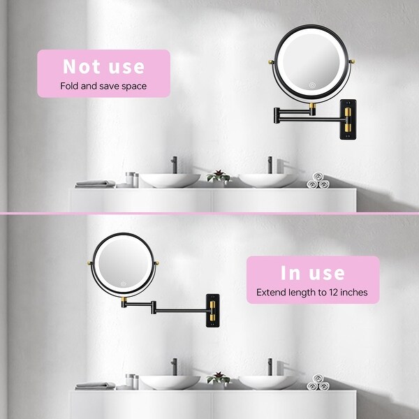 Extendable bathroom mirror with light top