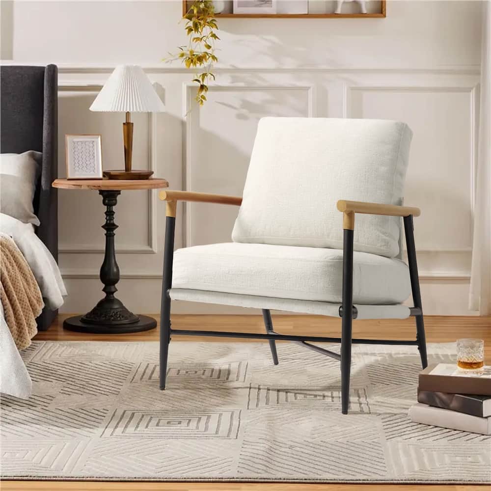 Industrial Upholstered Accent Chair Club Chair with Metal Frame