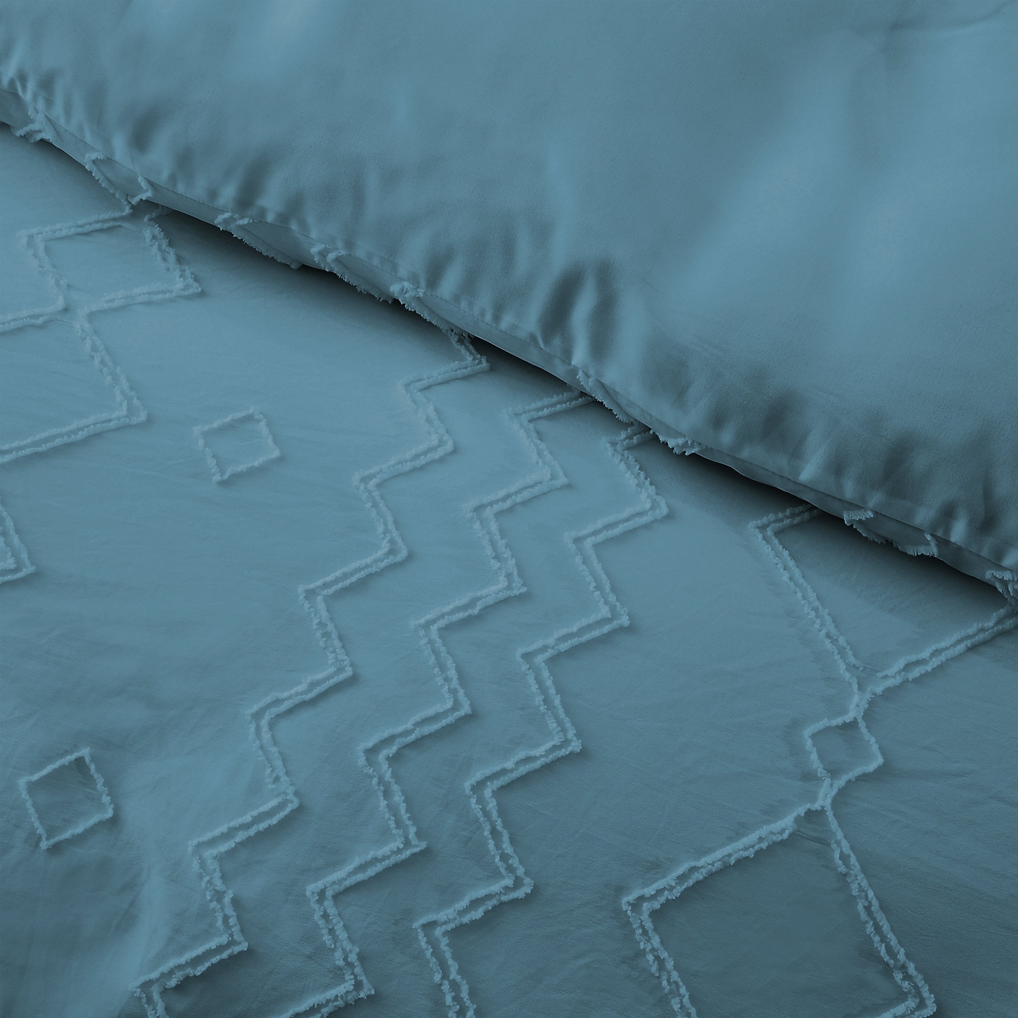 Tufted Clipped Jacquard Geometric Oversized Duvet Cover & - Picture 31 of 127