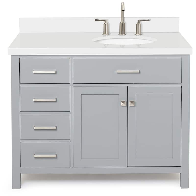 Ariel H043SRWQOVO Bristol 42" Thick Quartz Vanity Top - Grey - Ash Finish