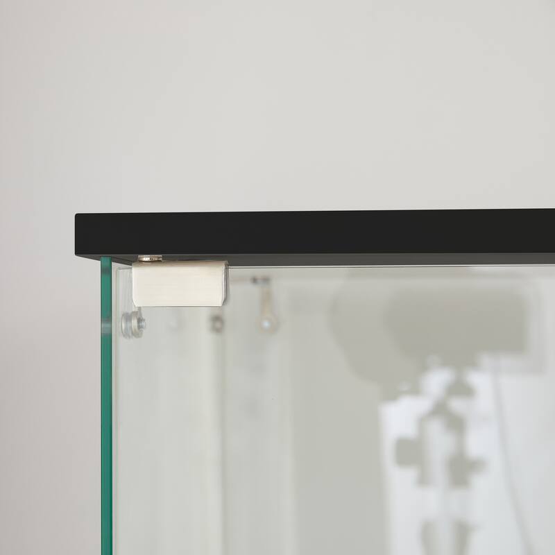 4 Tier Glass Display Cabinet, Double Door Glass Cabinet with Two Locks, Floor Standing Storage Cabinet with 6 Acrylic Shelves