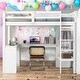 preview thumbnail 15 of 24, Wood Loft Bed Frame with Storage Shelves,1 Cabinet and 2 Drawers,L-shaped Desk,Full Size