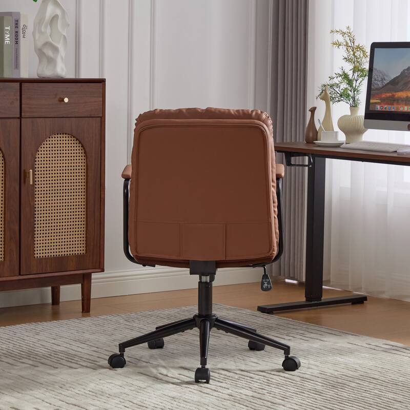 Roomfitters Upholstered Office Chair with Armrests and Swivel Base, Ergonomic Adjustable Height Computer Desk Chair