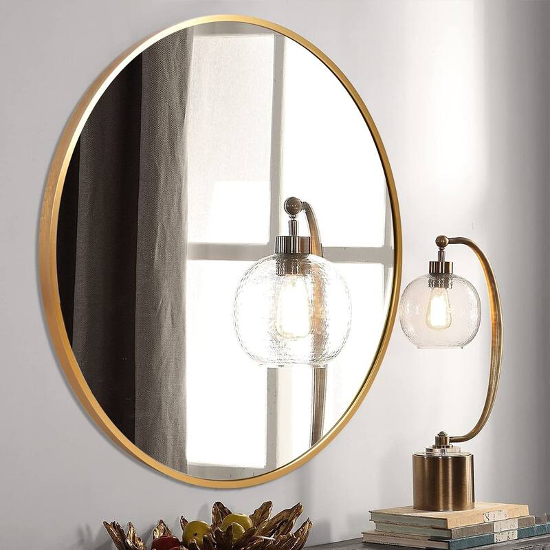 Lumioca Aluminum Alloy Frame Circle Mirror Wall Mounted for Bedroom Bathroom