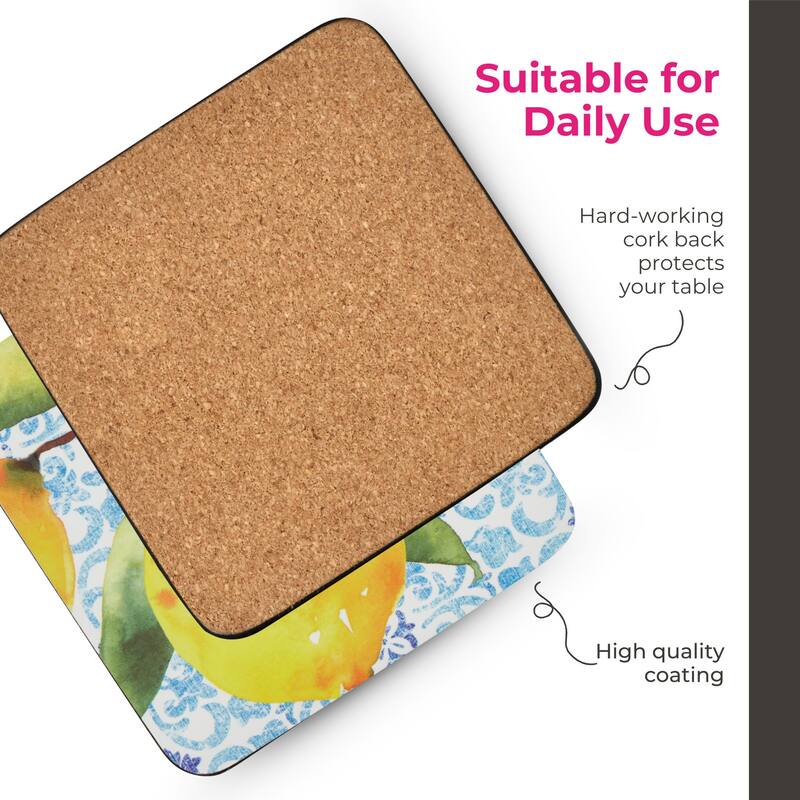 Portmeirion Amalfi Lemons Coasters, Set of 6 - Yellow