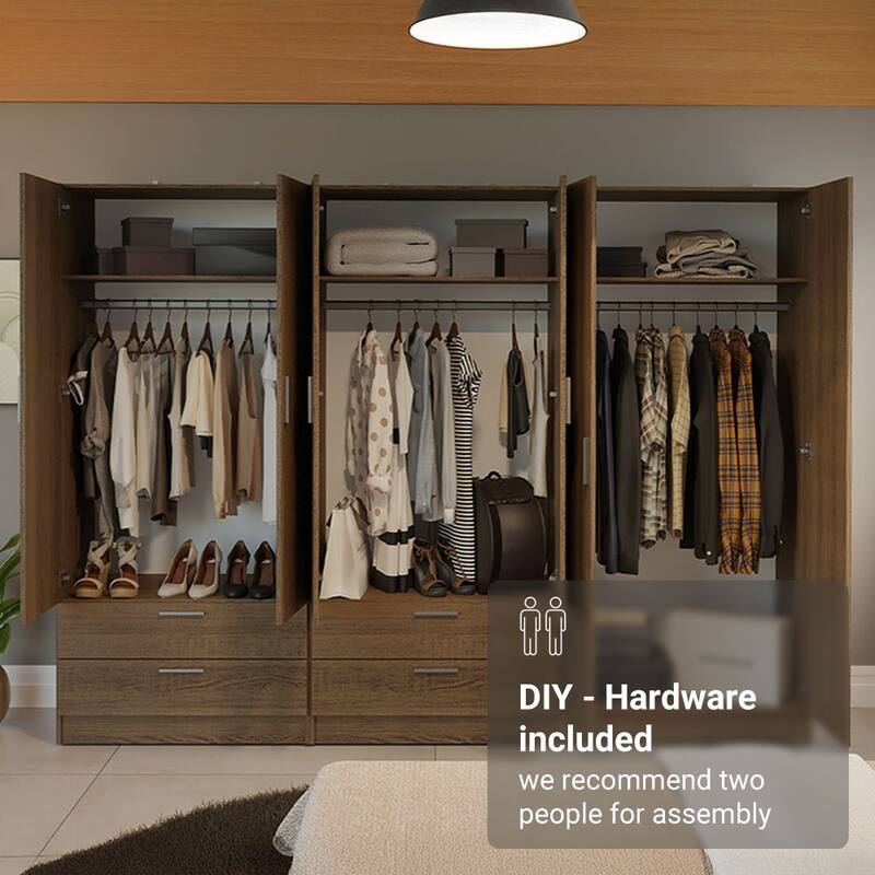 MADESA 6 Doors 4 Drawers Wardrobe Set Bedroom Storage Cabinet