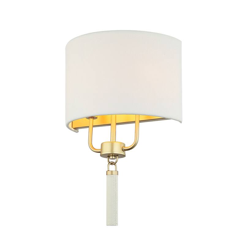 Varaluz Secret Agent 2-Light Wall Sconce - Painted Gold/White Leather