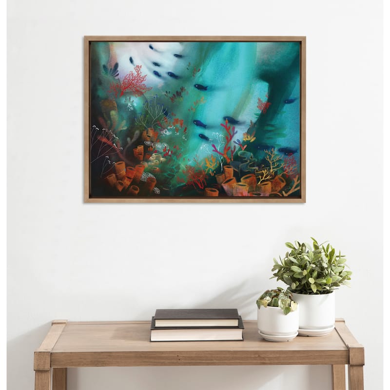 Kate and Laurel Sylvie Coral Cove Framed Canvas by Faryn Hughes