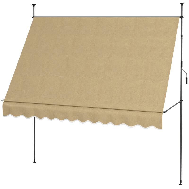 Manual Retractable Patio Awning with Adjustable Stand and UV Resistant Fabric, 118 Inch, Beige