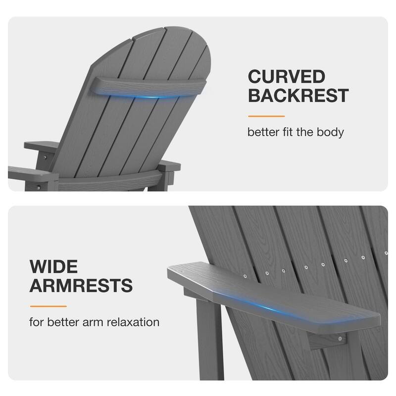 WINSOON HIPS All Weather Outdoor Indoor Oversized Rocking Chair,Adirondack Rocking Chair Set of 4