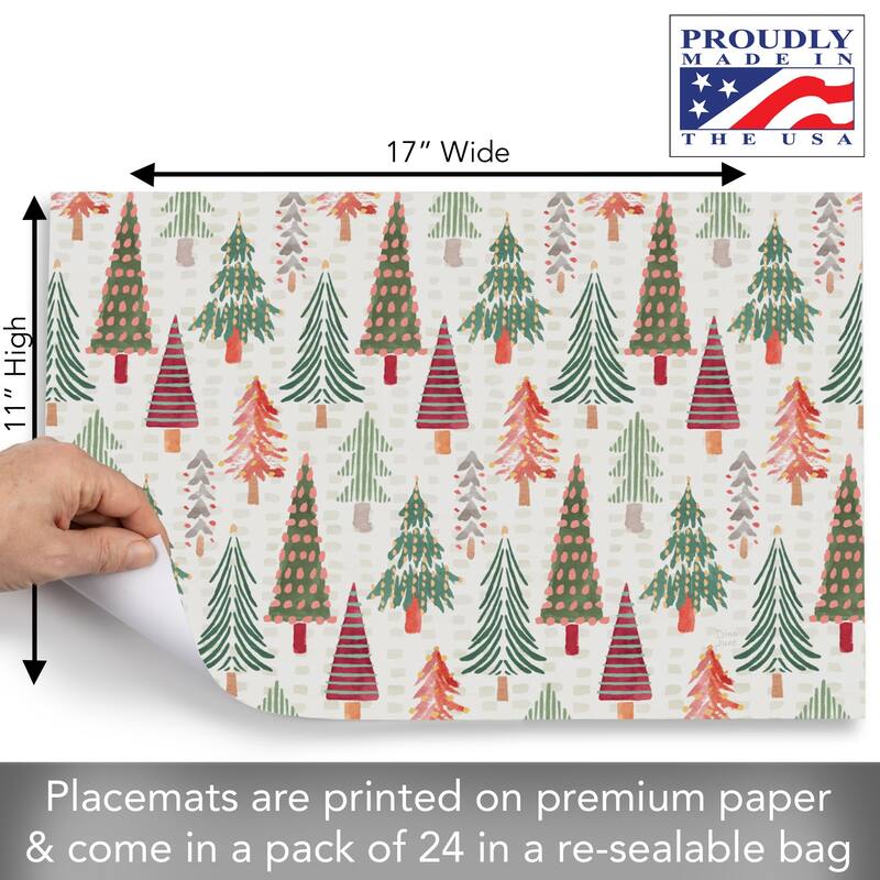 Winter Wonder 24 Sheet Reusable Premium Paper Stock Placemats in Resealable Storage Bag Made in The USA 17" x 11"