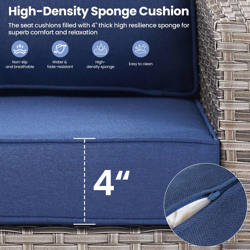 Pocassy Wicker Patio Sofa Glider Swivel Chair Ottoman Furniture Set.