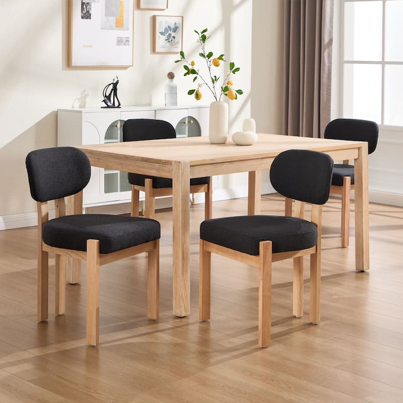 Wooden Dining Chairs Set of 2, Modern Fabric Upholstered Dining Room Chair Kitchen Chairs, Farmhouse Dinner Chair for Kitchen