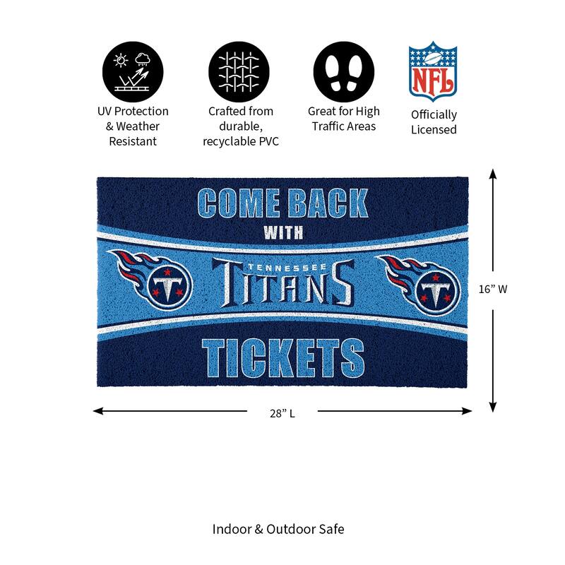 Tennessee Titans 28 in. x 16 in. PVC "Come Back With Tickets" Trapper Door Mat