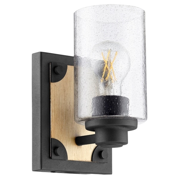 slide 2 of 2, Quorum International 9" Tall Bathroom Sconce Noir / Driftwood