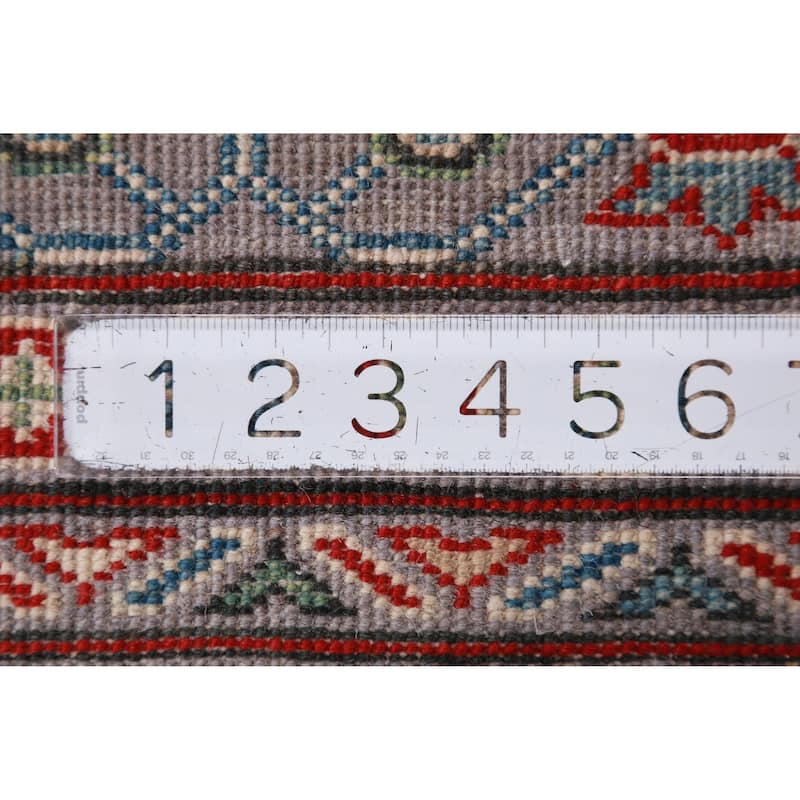 Hand Knotted Oriental 100% Wool Carpet Traditional All-Over Greys & Charcoal Kazak Area Rug - 10' 5'' X 8' 3''
