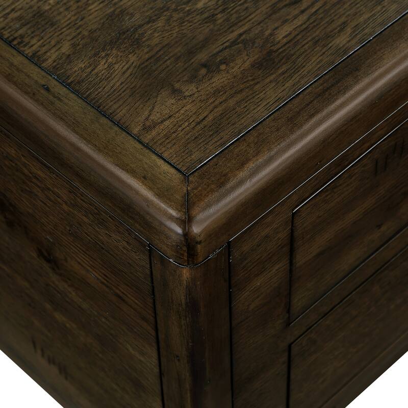 Antique Color Solid Wood Rectangle Coffee Table - Center Table with 4 Drawers