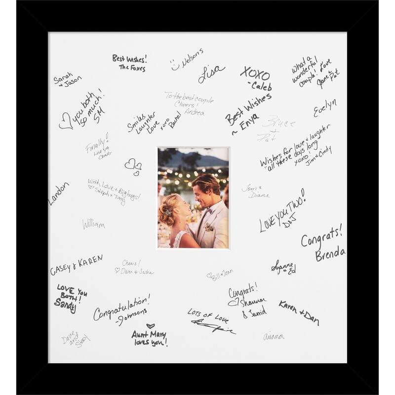 Basic Signature Mat Picture Frame - Autograph Photo Frame Guest Book Alternative for Weddings, Graduations, or Retirement
