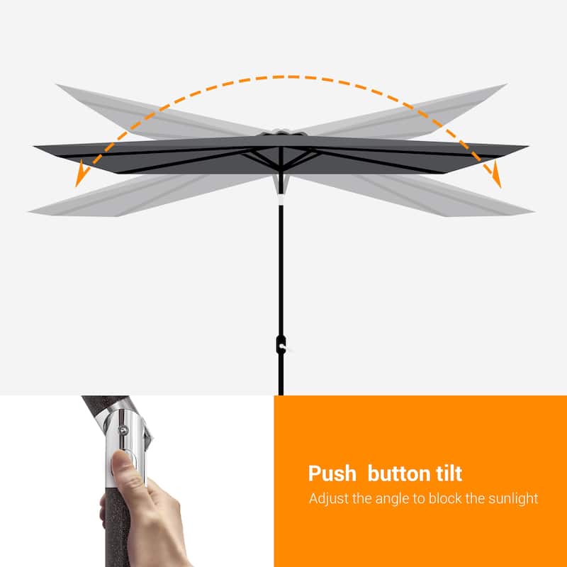BONOSUKI Patio Rectangular Market Umbrella with Tilt and Crank