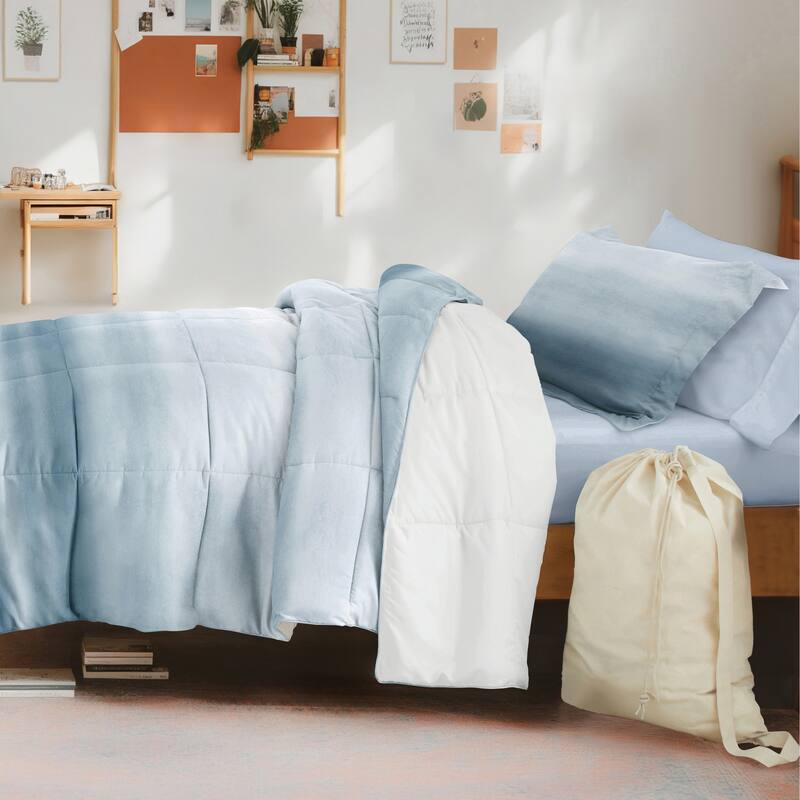 8pc Twin XL Pattern Dorm Bedding Bundle - Ocean Waves White - Twin XL